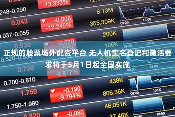 正规的股票场外配资平台 无人机实名登记和激活要求将于5月1日起全国实施